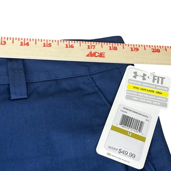 Under Armour Women's Navy Blue HeatGear Golf Casual Shorts Size 14 NWT - Picture 7 of 7